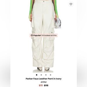 AFRM Parker Faux Leather Pant in Ivory